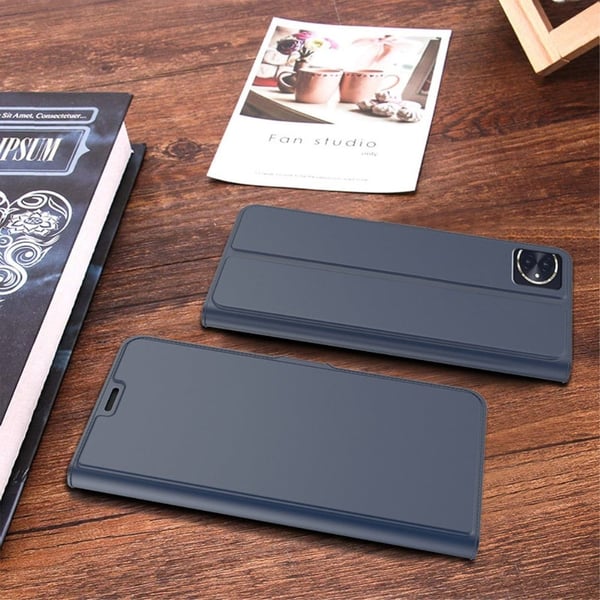 Glatt og tynt premium PU-skinnetui for Honor 100 - Blå