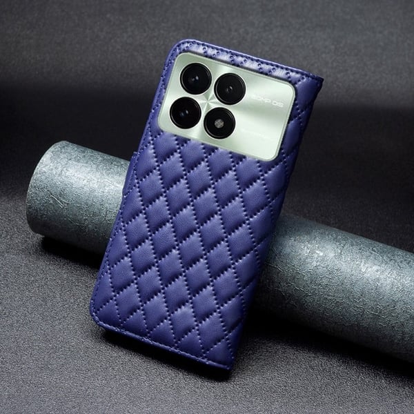 Rombemønster, matt flip-deksel for Xiaomi Redmi K70E - Blå