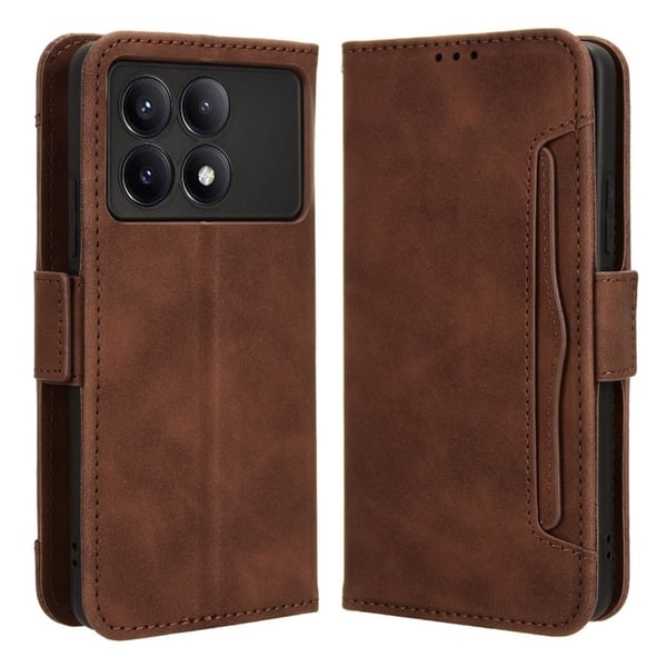 Lommebok-etui i moderne skinn-design Xiaomi Redmi K70E / Xiaomi Poco X6 Pro - Brun