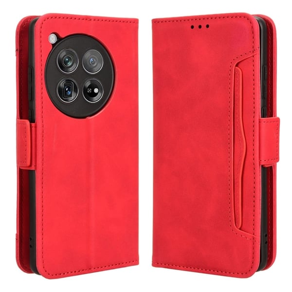 Moderne OnePlus 12 læderetui med pung - Rød Moderne OnePlus 12 læderetui med pung - Rød
