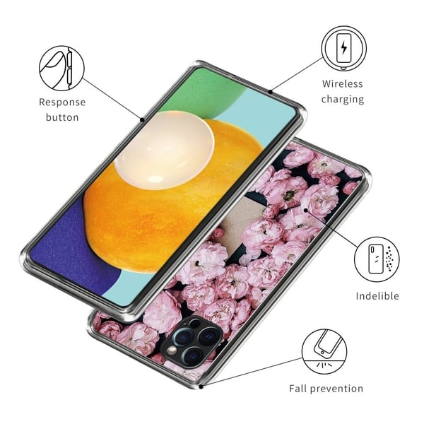 Deco iPhone 15 Pro deksel - Rosa Blomster
