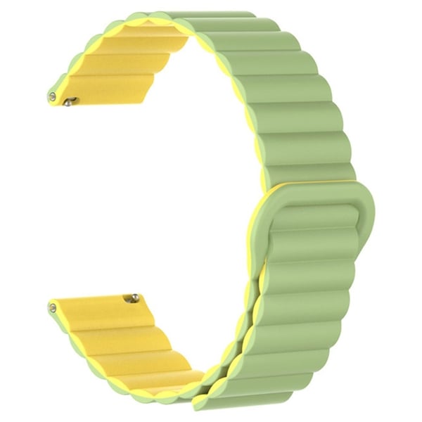 22 mm Sport Loop-klokkearmbånd magnetisk silikonarmbånd - Grønn + Gul
