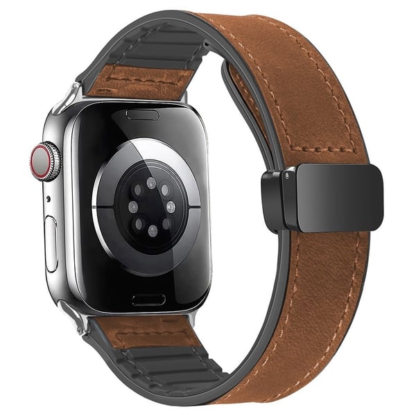 Apple Watch Series 49mm - 45mm - 44mm - 42mm Universal Universal ekte kuskinnbånd - Brun