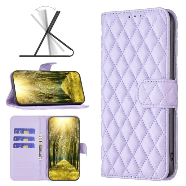 Rhombus mat Xiaomi Redmi Note 13 4G flip etui - Lilla