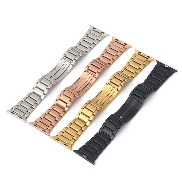 Apple Watch Series 41mm - 40mm - 38mm Universal bånd i rustfritt stål med foldespenne - Svart