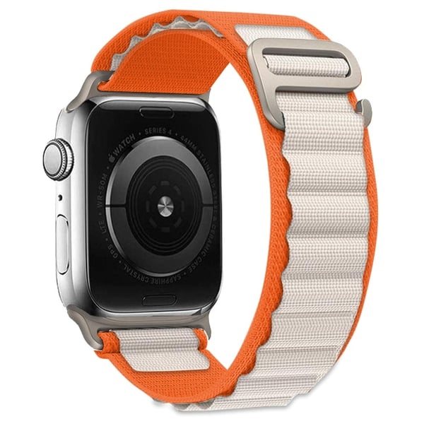 KALEBOL Apple Watch Series 41mm - 40mm - 38mm Universal Watch Strap Nylon Loop Band - Oransje + Beige