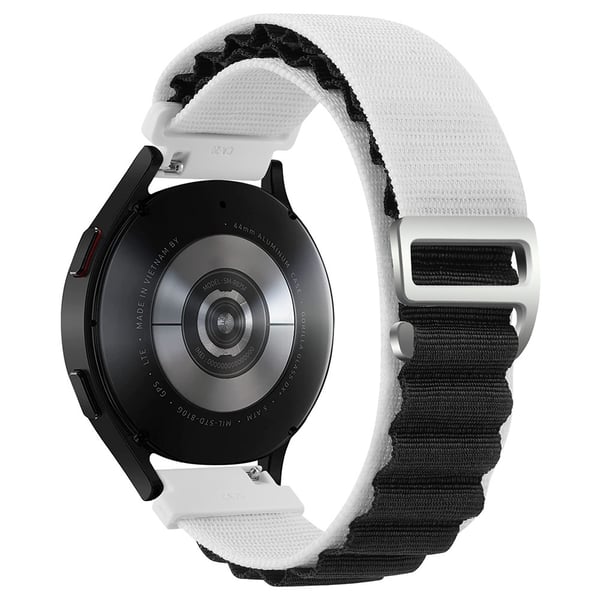 KALEBOL KLB-GSNL-001 Huawei Watch GT 4 41mm / Garmin Venu 3S 18mm Kellon hihna Säädettävä Nylon Loop Band - Starlight + Musta