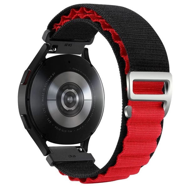 KALEBOL KLB-GSNL-001 Samsung Galaxy Watch3 45 mm / Huawei Watch GT4 46 mm klokkerem 22 mm nylonarmbånd - Svart + Rød