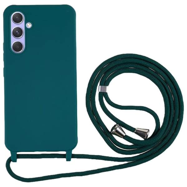 Tynt TPU-deksel med matt finish og justerbar stropp for Samsung Galaxy A25 - Mørkegrønn