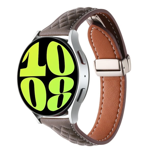 Samsung Galaxy Watch6 Classic / Watch6 Urrem 20mm foldespænde Ægte ko læderrem - Taupe