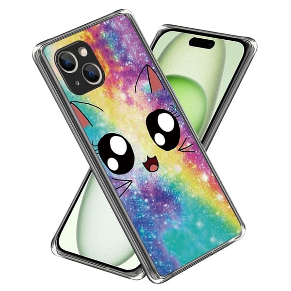 Deco iPhone 15 kotelot - Sateenkaari Kissa