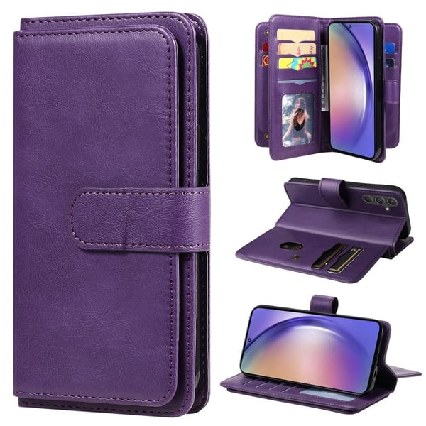 Lommebok-etui med 10 lommeseksjoner for Samsung Galaxy A55 - Lilla