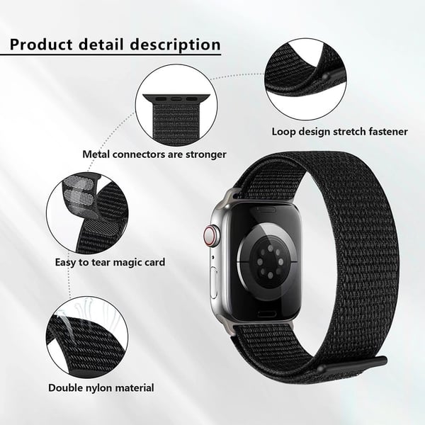 KALEBOL Apple Watch Series 49mm - 45mm - 44mm - 42mm Universal Nylon Watch Band - Lys Grønn + Blå