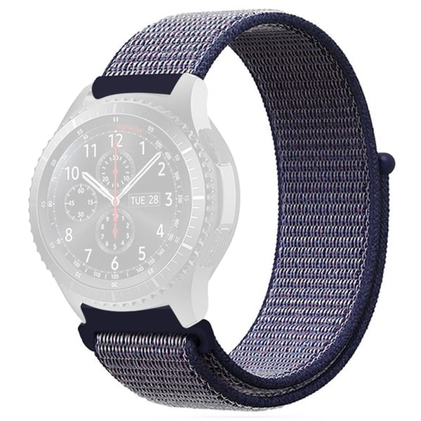 KALEBOL KLB-NLHH-001 Samsung Galaxy Watch3 45mm / Huawei Watch GT4 46mm Watchband 22mm Nylon Wrist Strap - Midnatsblå
