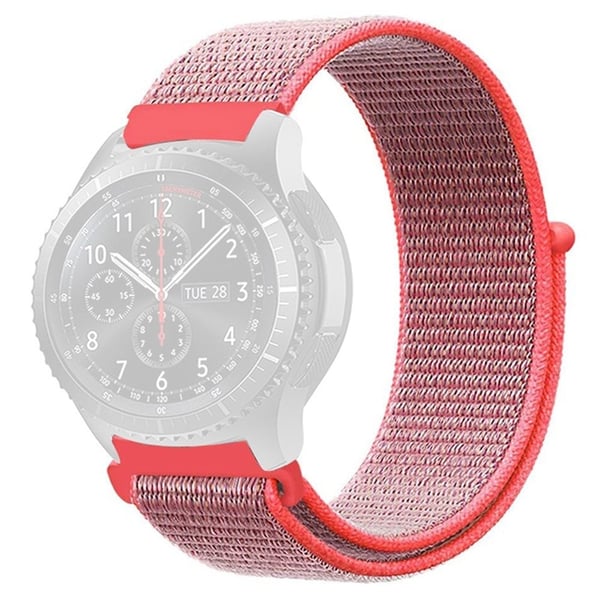 KALEBOL KLB-NLHH-001 Samsung Galaxy Watch3 45mm / Huawei Watch GT4 46mm kellonauha 22mm Nylon rannehihna - Syvä Vaaleanpunainen