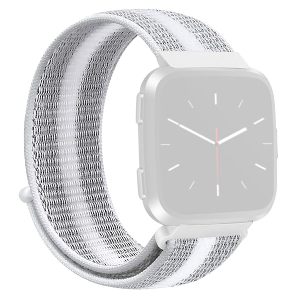 KALEBOL KLB-NLHH-001 Fitbit Versa 3 / Versa 4 / Sense / Sense 2 Klokkebånd Nylon Loop Strap - Stripete Hvit