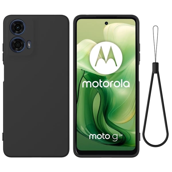 Matt flytende silikondeksel for Motorola Moto G04 / Motorola Moto G24 - Svart