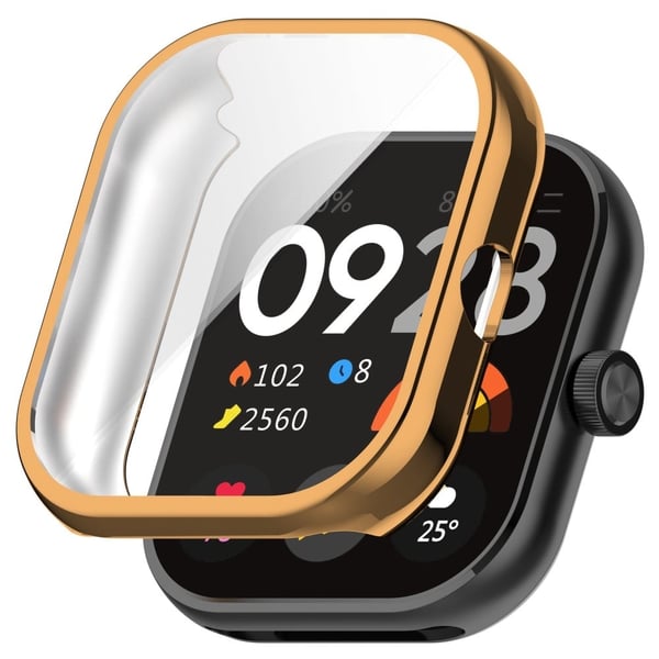 Xiaomi Redmi Watch 4 ripebestandig beskyttelsesveske for klokke Galvanisering Anti-drop ramme - Rose Gull