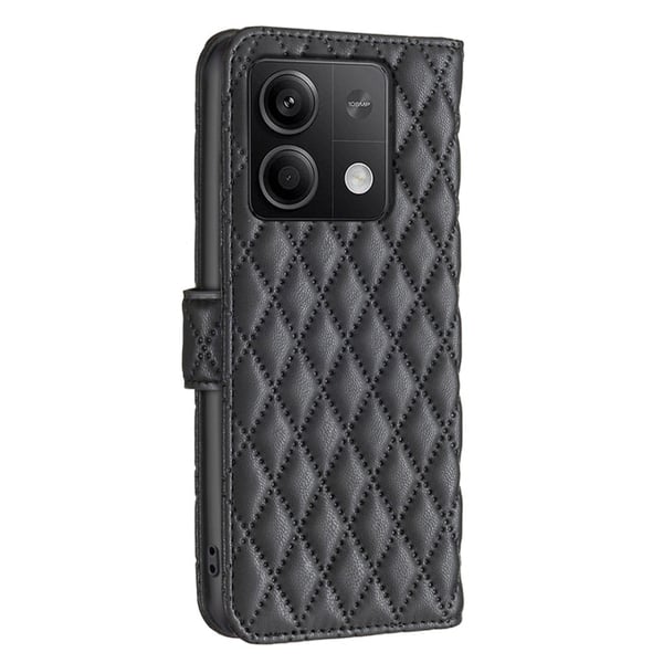 Rombuskuvioinen matta läppäkotelo Xiaomi Redmi Note 13 - Musta