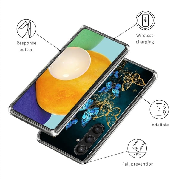 Deco Samsung Galaxy A14 deksel - Blå Sommerfuglklynge