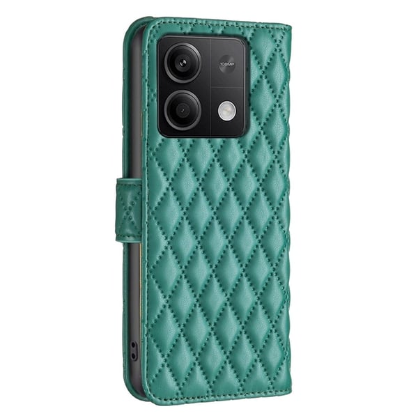 Rombuskuvioinen matta läppäkotelo Xiaomi Redmi Note 13 - Vihreä