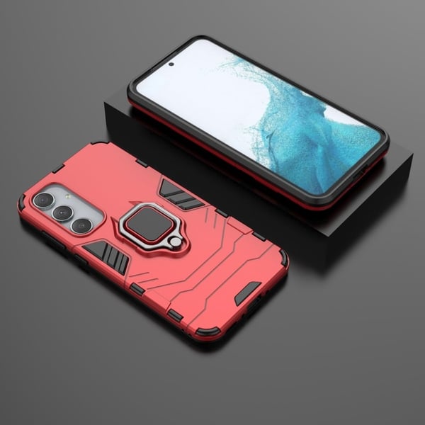 Hybrid Samsung Galaxy A35 cover med støttefod og bilmontering - Rød