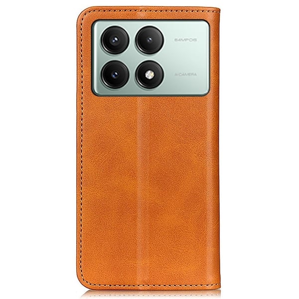 Skinn-etui i lommebok-stil for Xiaomi Redmi K70E / Xiaomi Poco X6 Pro - Brun