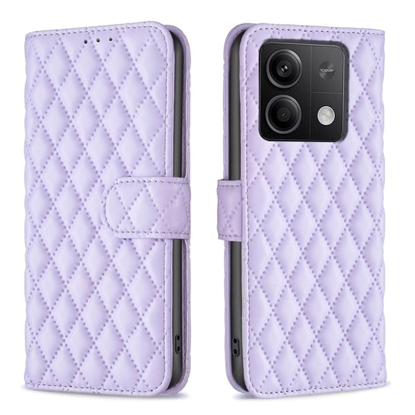 Rhombus mat Xiaomi Redmi Note 13 flip etui - Lilla Rhombus mat Xiaomi Redmi Note 13 flip etui - Lilla