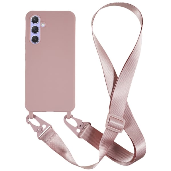 Tynt TPU-deksel med matt finish og justerbar stropp for Samsung Galaxy A15 - Mørkerosa