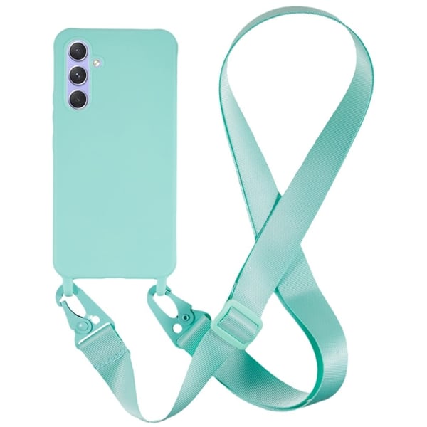 Tynt TPU-deksel med matt finish og justerbar stropp for Samsung Galaxy A55 - Mintgrønn