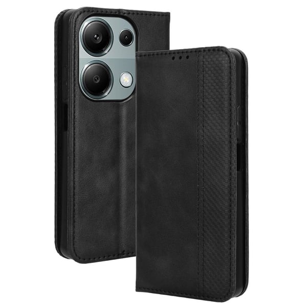 Bofink Vintage Xiaomi Redmi Note 13 Pro 4G / Xiaomi Poco M6 Pro lærveske - Svart