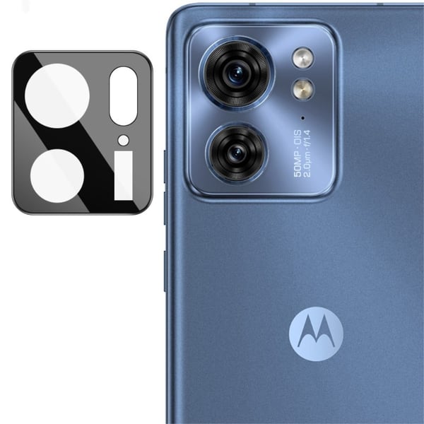 IMAK kamerabeskytter i glass med akryllinsedeksel for Motorola Edge 40 - Sort Utgave