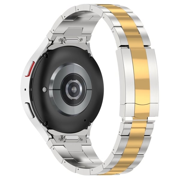 Samsung Galaxy Watch6 / Watch6 Classic / Watch 5 Urrem i rustfritt stål med hurtigutløser - Sølv + Gull