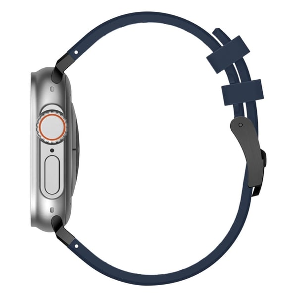 Apple Watch Series 49mm - 45mm - 44mm - 42mm Universal Liquid Silicone Watch Band - Svart + Blå