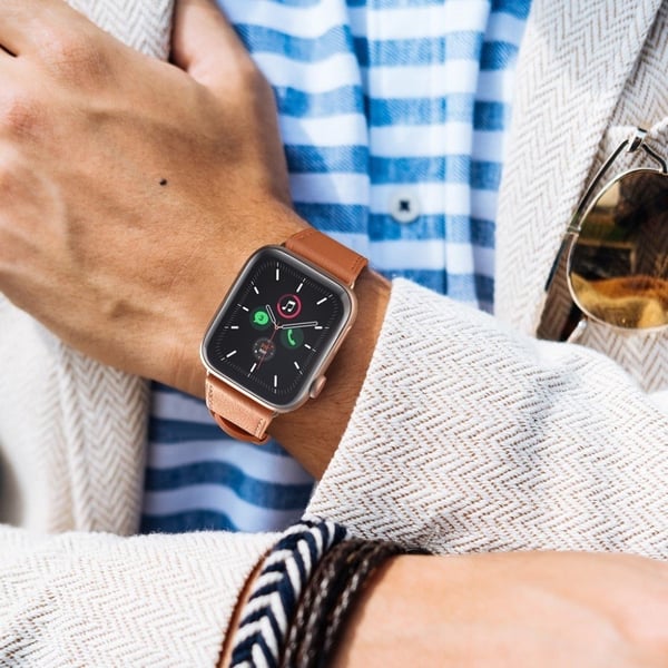 Apple Watch Series 5 / 4 44mm urrem i ægte læder - Brun