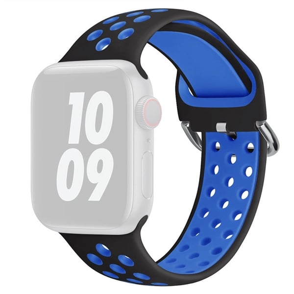 KALEBOL Apple Watch Series 49mm - 45mm - 44mm - 42mm Universal Silikonklokkebånd - Svart + Blå
