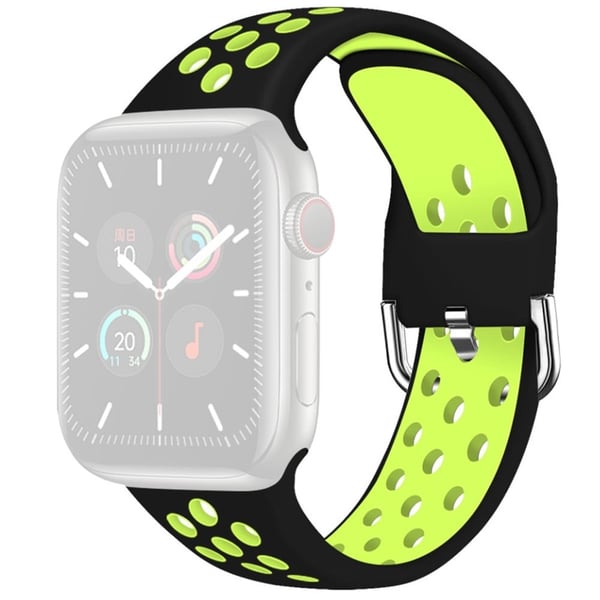 KALEBOL Apple Watch Series 49mm - 45mm - 44mm - 42mm Universal Silikonklokkebånd - Svart + Grønn