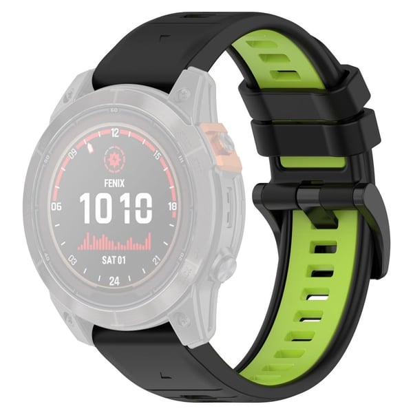 Garmin Fenix 7S / 7S Pro / 6S QuickFit 20 mm silikonklokkebånd med to farger - Svart + Grønn