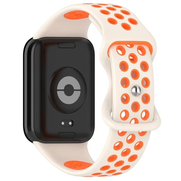 KALEBOL KLB-SSGJ-002 Xiaomi Smart Band 8 Pro / Redmi Watch 4 silikonihihna kaksivärinen - Valkoinen + Oranssi