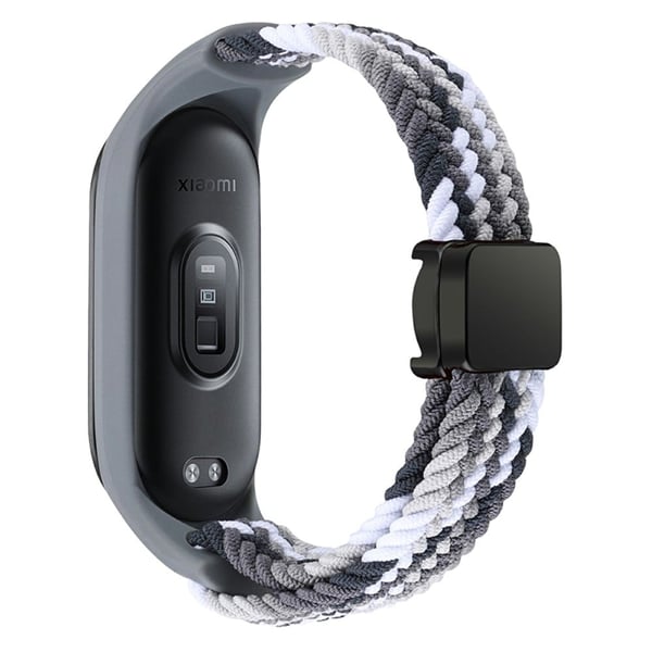 Xiaomi Mi Band 3 / 4 / 5 / 6 / 7 Flettet nylonrem magnetisk klokkebånd - Dazzle Black