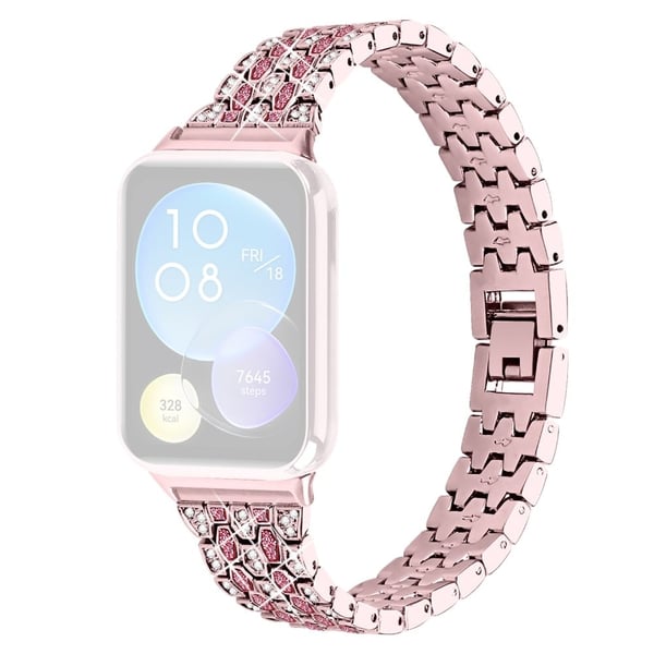 Xiaomi Smart Band 8 Pro 3 Rader Rhinestone Sink Legering Watch Band Kvinner Erstatningsrem - Rosa Rose + Rose