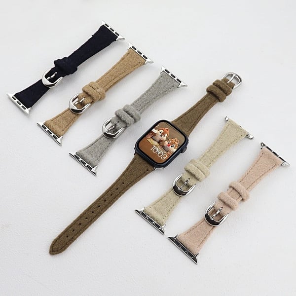Apple Watch Series 49mm - 45mm - 44mm - 42mm Universal Slim Woolen Watch Strap - Aprikos
