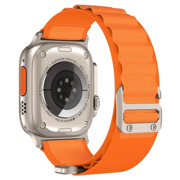 Apple Watch Series 49mm - 45mm - 44mm - 42mm Universal flettet nylonklokkerem, str: M - Oransje