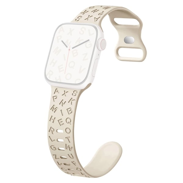 Apple Watch Series 41mm - 40mm - 38mm Universal silikonarmbånd med sommerfuglspenne - Antikkhvit