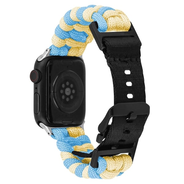 Apple Watch Series 41mm - 40mm - 38mm Universal Nylon Rope Watch Band Dual Color - Himmelblå + Gul