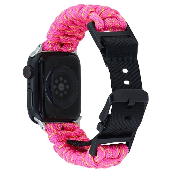 Apple Watch Series 49mm - 45mm - 44mm - 42mm Universal Watch Band Nylon Rope Strap - Gul + Rosa