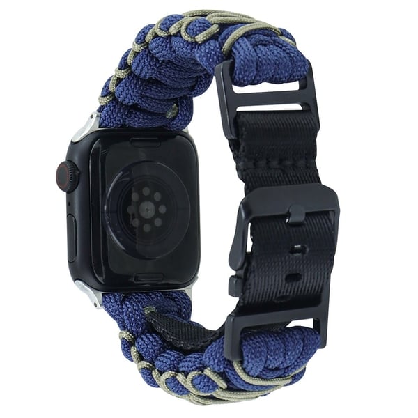 Apple Watch Series 41mm - 40mm - 38mm Universal Double Layer Nylon Rope-klokkerem - Marineblå + Militærgrønn