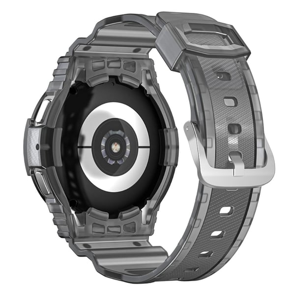 Samsung Galaxy Watch4 44mm / Watch 5 44mm erstatningsarmbånd ripebestandig klokkerem med deksel - Gjennomsiktig Svart