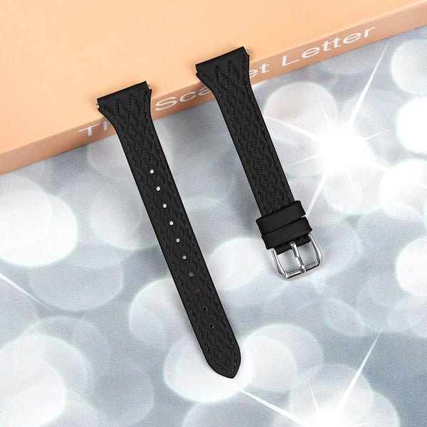 TicWatch 2 / E / C2 (svart / sølv urskive) Urarmbånd i ekte kuskinn med rombetrykk - Svart