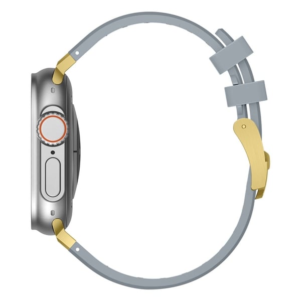 Apple Watch Series 41mm - 40mm - 38mm Universal Liquid Silicone Strap Metal Connector - Gull + Grå
